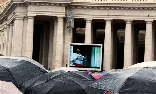 Sunday liturgy in rainy Vatican.