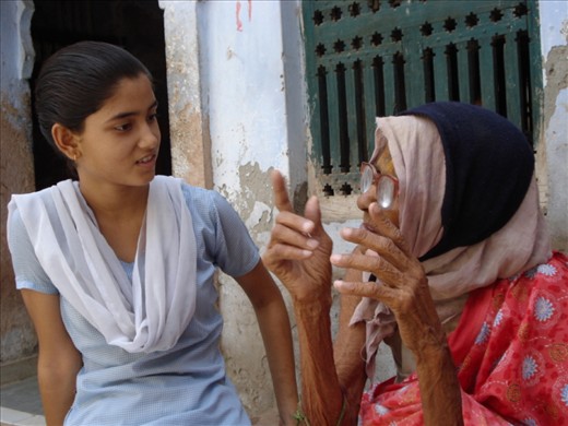 'Amar badi' (meaning 'Our Home') is an NGO which adopts some of the widows. Mira, a young school girl often visits the home to spend time with these women who love to regale anyone with a patient ear with stories from what many consider their “past life”. Their lives are marginally better at Amar Badi with a roof over their head and food. Not all women wear white here.