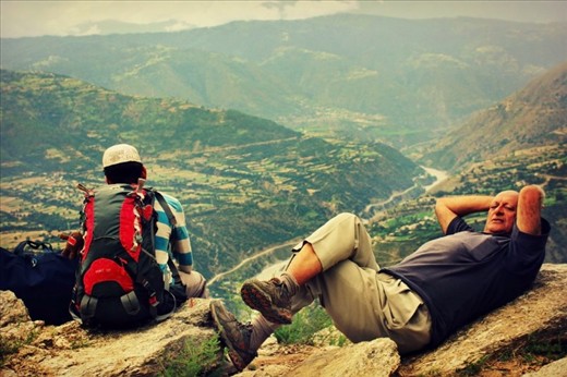 halfway resting point on the hike down to the city from the village at 8000 ft