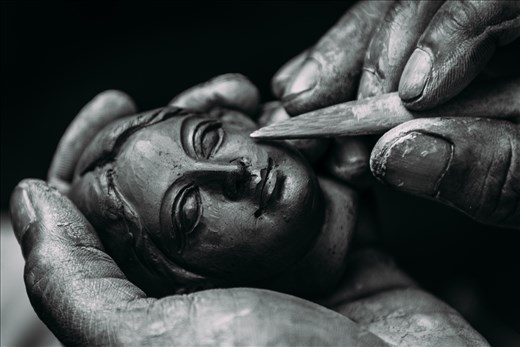 The Face of God - While most of the artists in the area are working on larger than life sized deities, there are some who work on smaller scales. Again, each piece is treated with the reverence and care that you would expect of a proud parent. Everything is done by hand.