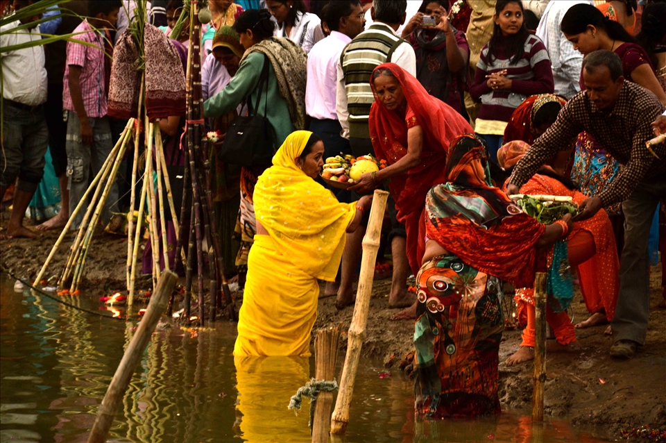 the final day of Chhath Puja,the devotees, go to the riverbank before sunrise.