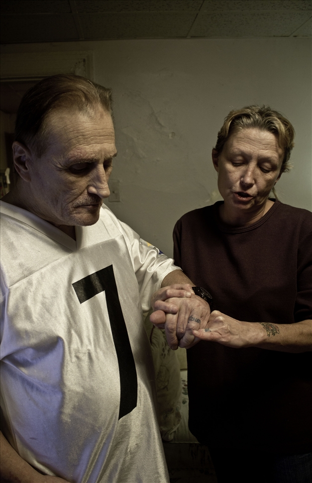 Long Haul: Karen met Bill at one of the three neighborhood bars a few years back. She moved in with him into his one bedroom first-floor apartment after they said their vows. Bill suggested the tattoos instead of rings, he said they would not wash off or get lost. She agreed but told him that if he decided to take his final breath before her, she would not forgive him for she would not be able to marry anyone but another Bill again.