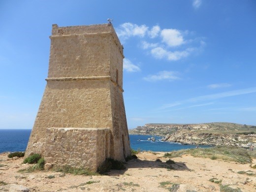 Ancient Tower in Golden Bay, Malta