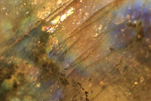 A macro shot of one of my labradorite crystals.