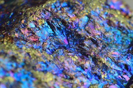 Macro shot of Bornite also known as Peacock Ore.