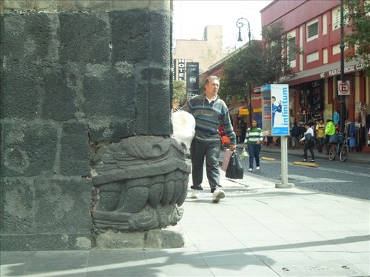This serpent's head made of stone observes the rush of hundreds of pedestrians everyday. Carved in the times of the Aztec Empire, it was set as an ornament for the Palace of the Counts of Calimaya in the 18th century. Now this building hosts the Museum of the City of Mexico.