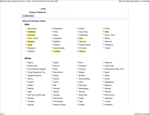 List of countries we will go to - Asia