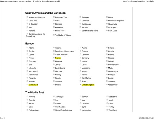 List of countries we will go to - Europe