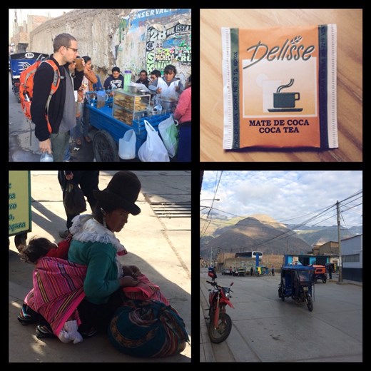 We stayed in Caraz, a small town in the Cordillera Blanca. 
Elevation 2256 m - 7402 ft. It's the beginning of the altitude sickness, we didn't plan enough time to acclimatize. :-( that's why we are drinking coca leaves tea everyday and several times per day but it didn't seem to go away. 