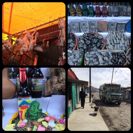 Witches market in La Paz. Yes, one are llama fetuses. If you're a witch or need a potion, this is your one-stop place!