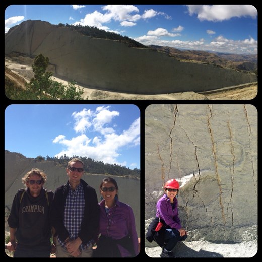Visite du parc des empreintes de dinosaures avec Pascal de Suisse allemanique que nous avons rencontré à l'auberge. Les empreintes se trouvent sur la paroi de roche. 