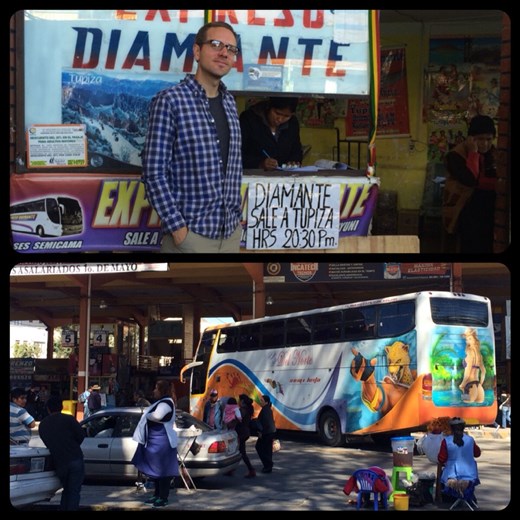 Station de bus à Tarija. Certaines compagnies de bus ont beaucoup de goût! ;-) Mdr 