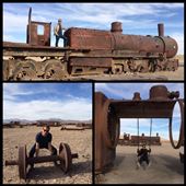 Cimetière de trains. Ces trains servaient à transporter le minerai de zinc et étain et argent de Uyuni à d'autres villes de la Bolivie. Quand les minerais étaient épuisés, ils n'avaient plus besoin des trains du coup ils les ont laissés là au milieu du désert. : by finally, Views[463]