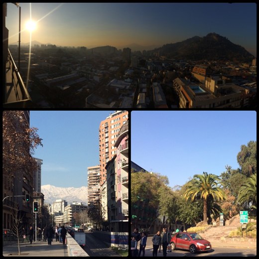 It's finally sunny on our last day in Santiago. But you can see the smog is coming back very quickly. 