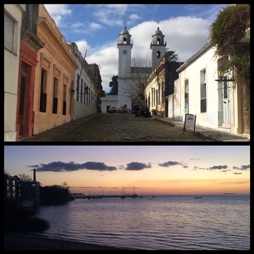 Église de Colonia. Coucher du soleil sur le fleuve Plata. 