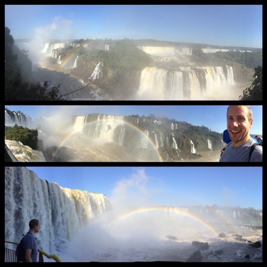 Chutes du côté brésilien au niveau de la Gorge du Diable. Beaucoup plus impressionnant que du côté argentin; on est quasi encerclé de cascades. On en sort tout trempé. 
