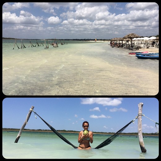 Lagune près de Jericoacoara, avec hamac dans l'eau, sympa! ;-) et bien sûr l'eau de coco!