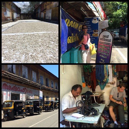 Ginger sun-drying. AF in front of a small local lunch place that only serves thali (rice with several different vegetarian curries). Kurt got his pants hemmed for a few cents, crazy cheap! Rickshaws waiting for clients. 