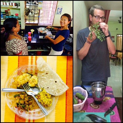 Cooking class at the teacher's house. She taught us how to make coconut fish curry, green banana curry, and lentil dahl accompanied with whole wheat chapatti bread. Great experience!!!