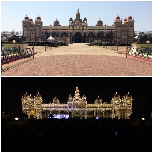 Palais du maharaja de Mysore. Il vit toujours dans une partie du palais et le reste se visite. 