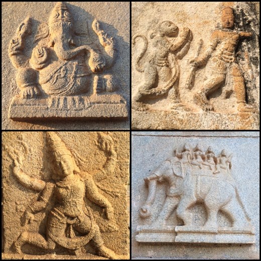 Sculptures très bien conservées dans certains temples du site de Hampi. 