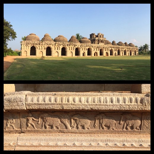 Les superbes étables des éléphants du maharaja de Hampi. 