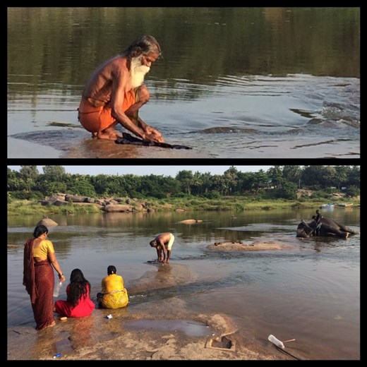 Les femmes de lavent habillées dans la rivière et s'y lavent même les dents. Les hommes se lavent aussi dans la rivière mais en sous-vêtement et lavent leur propre pantalon/jupe. 