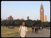 Mumbai. Kurt in front of a cricket field and one of many beautiful Victorian style architecture buildings. It's like London ... except  it's 45 degrees!: by finally, Views[418]