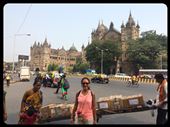 Anne-Flore in front of the most famous and beautiful train station in Mumbai. It looks like a church cathedral! Gothic style with gargoyles. Previously the Victoria Station, now called Chhatrapati Shivaji. https://en.m.wikipedia.org/wiki/Chhatrapati_Shivaji_Terminus: by finally, Views[356]