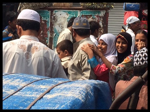 These three young muslim sisters were riding on a scooter with their father and couldn't stop smiling at us. So we took their photo! And they smiled even more! In general people stare at us ... all the time! Especially children, but they smile and say hello and enjoy having their photo taken. Exact opposite of Latin America!