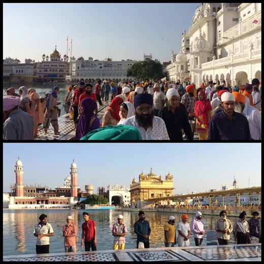 Foule de pèlerins au temple d'or à Amristar