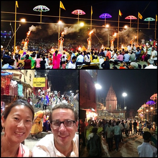 Evening on the Ganges. Hindu music concert; they were selling CDs, but it's religious with lots of chanting, flower throwing and incense.  