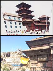 Le centre historique de Kathmandu appelé Durbar Square a été pas mal endommagé par le tremblement de terre. Vous pouvez voir l'avant et l'après.  Facilement la moitié des bâtiments se sont écroulés, donc très peu à voir ici pour les touristes. : by finally, Views[451]
