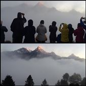 Left at 4:30am (in the dark with a headlamp) for a 1h hike uphill (400m/1200ft altitude difference). Lots of oohs and aahs as the sunrise slowly hit some of the highest peaks in the world. But too many trekkers and really cold - below freezing actually and we didn't bring our Bolivian wool hats!!: by finally, Views[406]