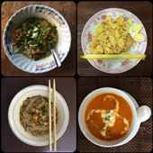 Different kinds of noodles. Shan noodles are a typical dish of Myanmar. The photo on the bottom right side is a papaya soup, it was delicious and very unique. : by finally, Views[345]