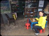 When you eat street food in Myanmar, you have to sit on childrens' chairs! :-) This was in Kalaw, a mountain village before the 3 day trek to Inle Lake. : by finally, Views[353]