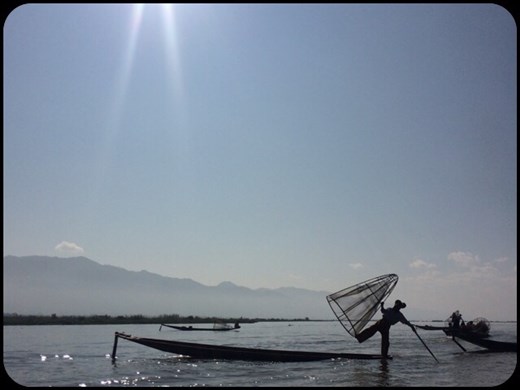 Typical fisherman on Inle lake. 