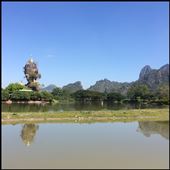 Golden stupa on top of a rock in Hpa-an. : by finally, Views[520]