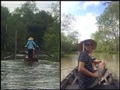 Petit tour en barque dans les canaux du delta. Comme nous sommes considérés comme des touristes, nous avons le droit au chapeau traditionnel. D'ailleurs, même les femmes en ville à Saigon portent ce chapeau; les femmes le portent autant à la campagne qu'à la ville. : by finally, Views[644]