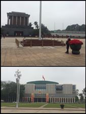 Photo du haut est le mausolée imposant de Ho Chi Minh à Hanoi et celle du bas est un bâtiment administratif en face à l'architecture communiste. : by finally, Views[270]