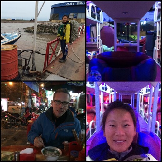 Retour à la terre ferme en bateau de Cat Ba à Hayphong pour prendre le dernier bus de nuit du Vietnam en direction de Sapa. Dîner rapide dans la rue avant la nuit dans le bus. 