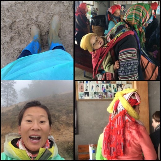 Que de boue!!! :-( Photos de femmes locales reconnaissables par leurs vêtements et couleurs typiques à chaque groupe ethnique. 