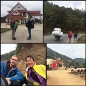 Photo en haut à gauche: poste frontalier du Laos où nous avons été arnaqué comme pas possible. Photo en haut à droite: nous marchons plusieurs kms dans l'espoir de voir quelconque moyen de transport qui pourrait nous amener jusqu'au prochain village. Le monsieur aurait pu quasiment nous prendre tous sur son scooter. ;-) hihi. Photo en bas à gauche: à l'arrière d'un pick up. Première fois que nous faisions du stop. Photo en bas à droite: enfin arrivés au village de Muang Mai et en plus il y a un ATM!!! :-) ouf! : by finally, Views[751]