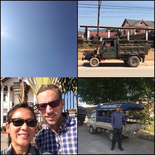 Frontback with the blue blue sky! :-) Interesting vehicles in Laos. 