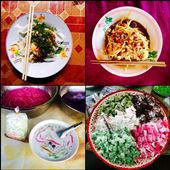 Noodle dishes at the top and Laotian coconut milk based desserts at the bottom. Yummy!: by finally, Views[342]