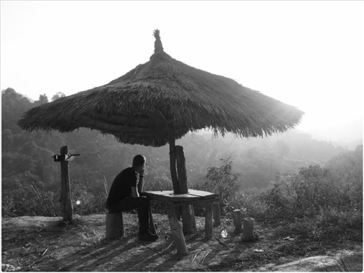 Enjoying sunset at the small remote village. 