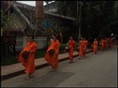 Moines après moines défilent dans les rues de Luang Prabang entre 6h et 7h du matin pour la 