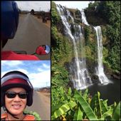 Front Back on the mortorbike. Impressive waterfall like this one on the Bolaven Plateau. : by finally, Views[323]