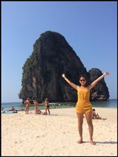 Yay!!! Finally vacation time!!! :-) on the beach Phra Nang in Krabi, Thailand. : by finally, Views[378]