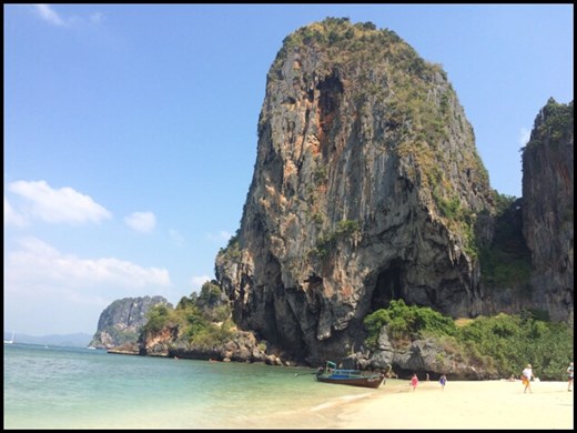 
Krabi's spectacular land and seascapes are defined by its geology.

The karst landscape in Krabi has been formed from limestone (originally coral reefs hundreds of millions of years ago) where mildly acidic water, created from carbon dioxide in rain, has dissolved the soluble bedrock along cracks and crevices. It may look like the hills have been sculpted by wind and water erosion, but the process is mostly a chemical one, acting over thousands of years. 